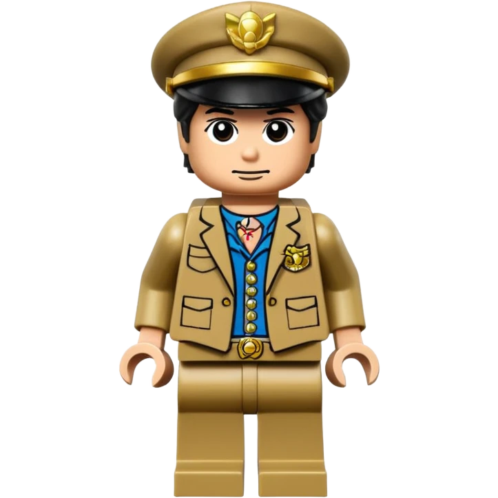 Jotaro Kujo as lego minifigure, full lego figurine view emoji