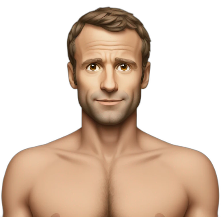 Macron without shirt emoji