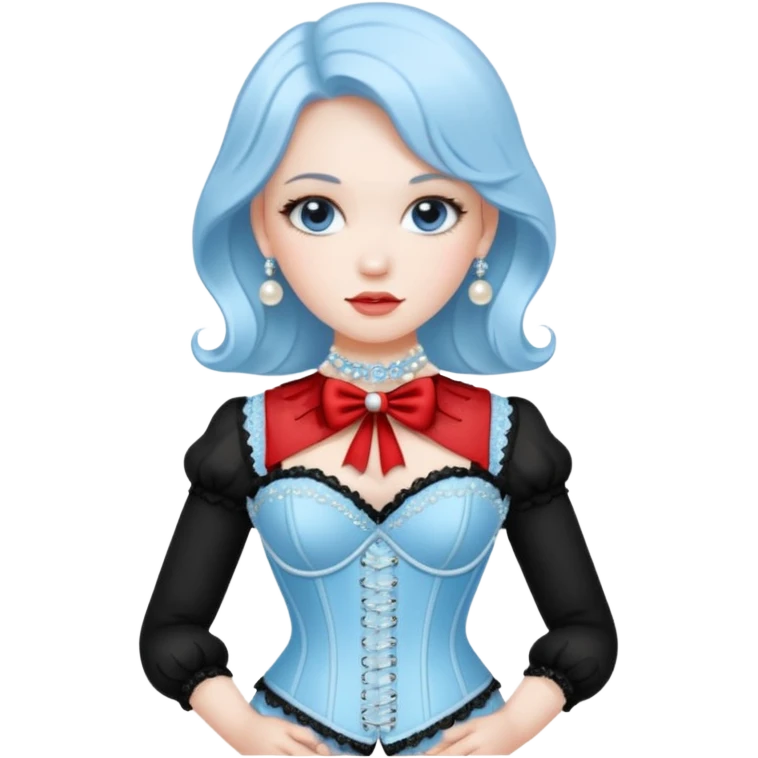 baby blue lace pearls rhinestone corset emoji