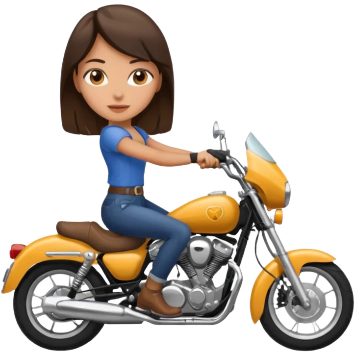 A brunette girl riding a motorcycle  emoji
