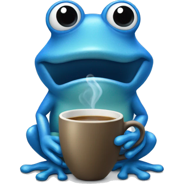 blue frog offering coffee emoji