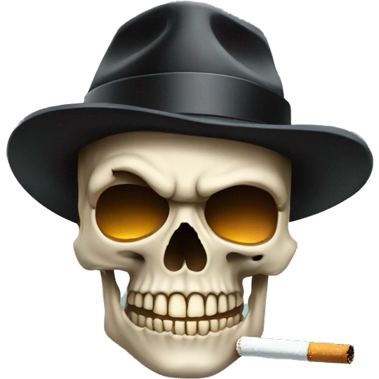 Skull face with a cig and a mafia hat  emoji