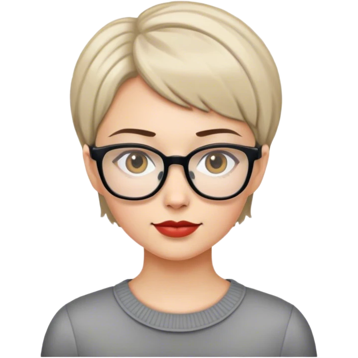 戴眼镜框的短发时尚女人 emoji