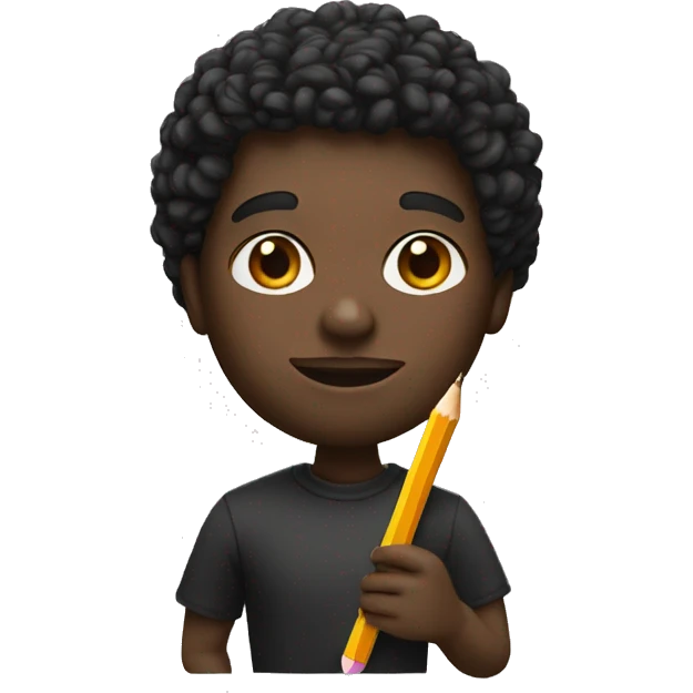 black memoji with sketchbook and a pencil in his hand emoji
