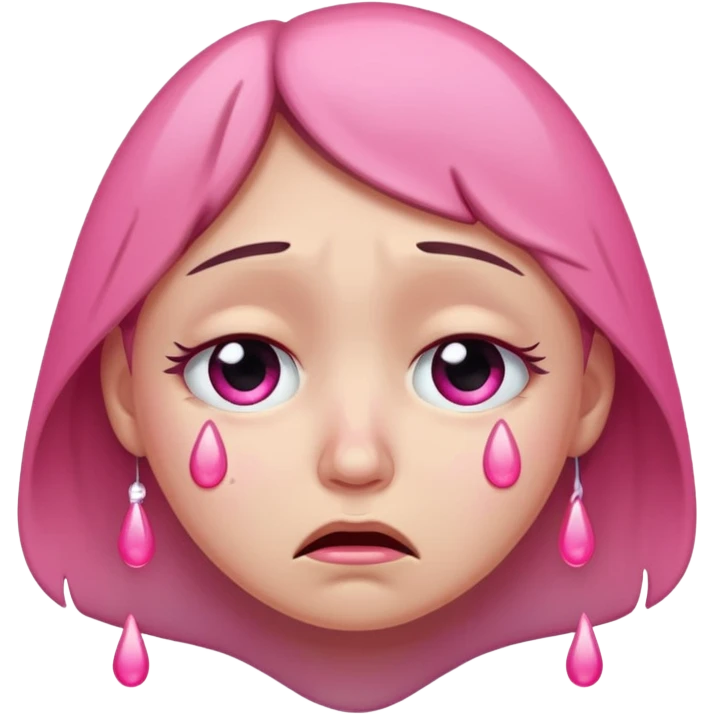 crying face with pink tears emoji