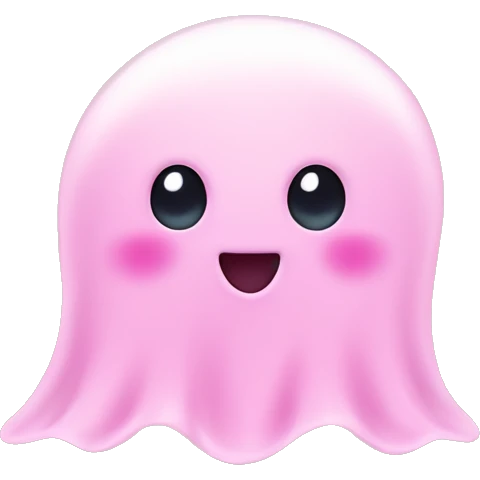Cute pink ghost hearts emoji