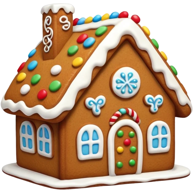 gingerbread house cookie with white icing emoji