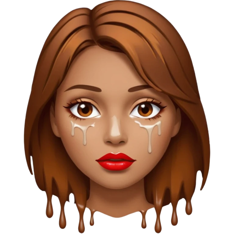 Brown Hair, Woman, white paint drip, face, hot, Sexy, lips emoji
