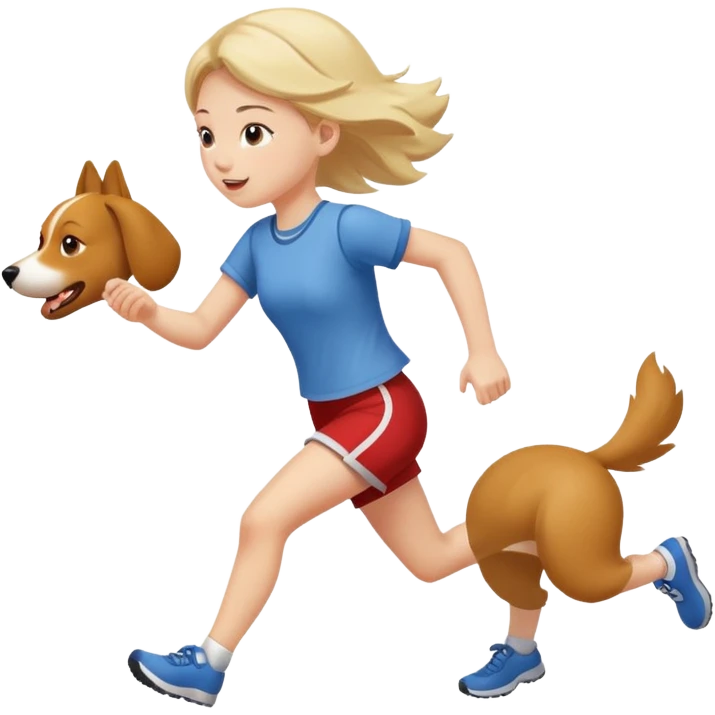 A girl running from a dog emoji