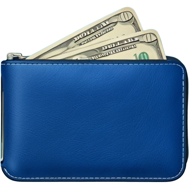  Deep Blue wallet with a single one dollar bill inside, just one dollar emoji