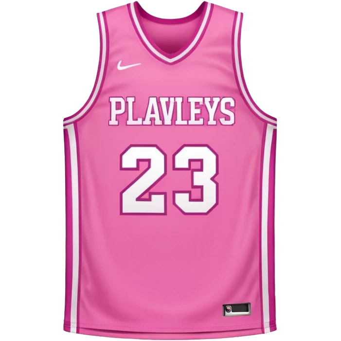 pink basketball jersey with the text PLAVLEYS 23 and white stripes emoji
