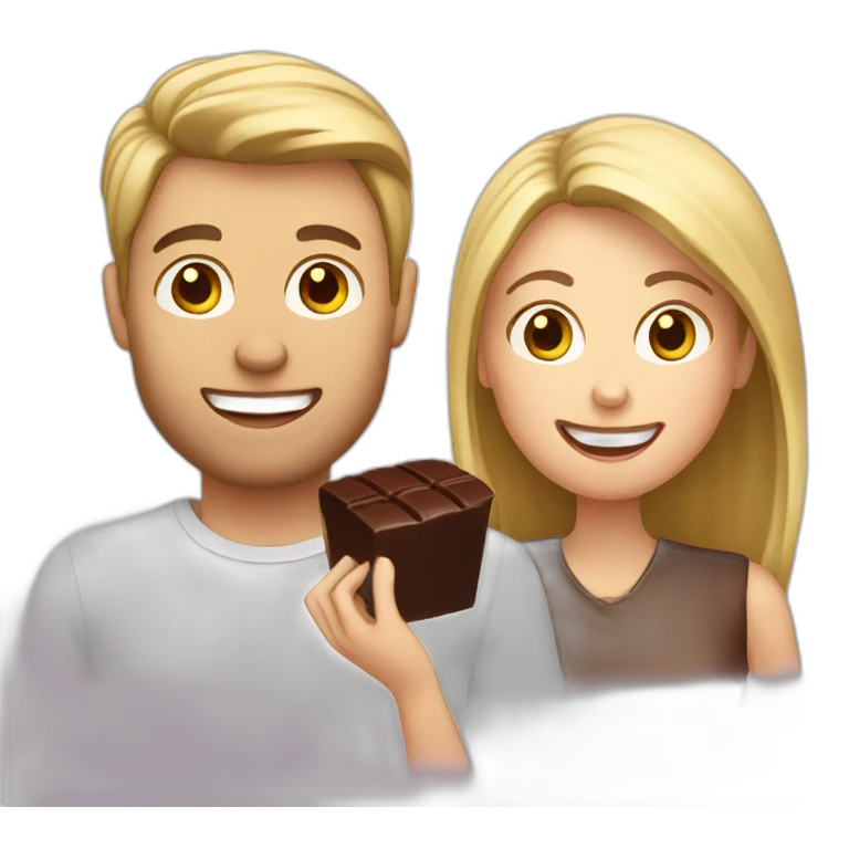white couple eating chocolat emoji