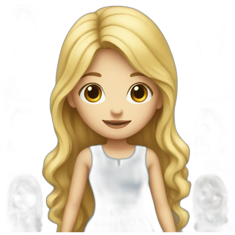 a girl full body in a blue dress long blond hair out emoji