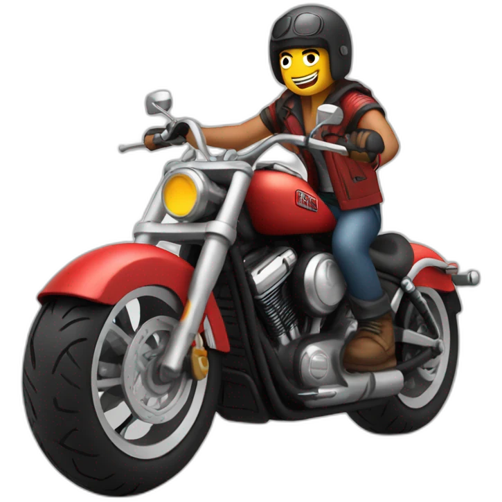Skin biker on red harley emoji