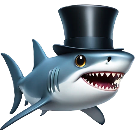 Shark with a top hat emoji