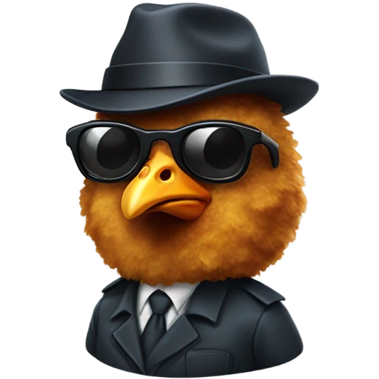 Chicken nugget warring a hat with sub glasses and detective suit emoji