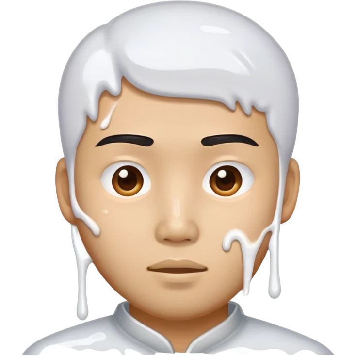 asian guy with lots of white glue on him emoji