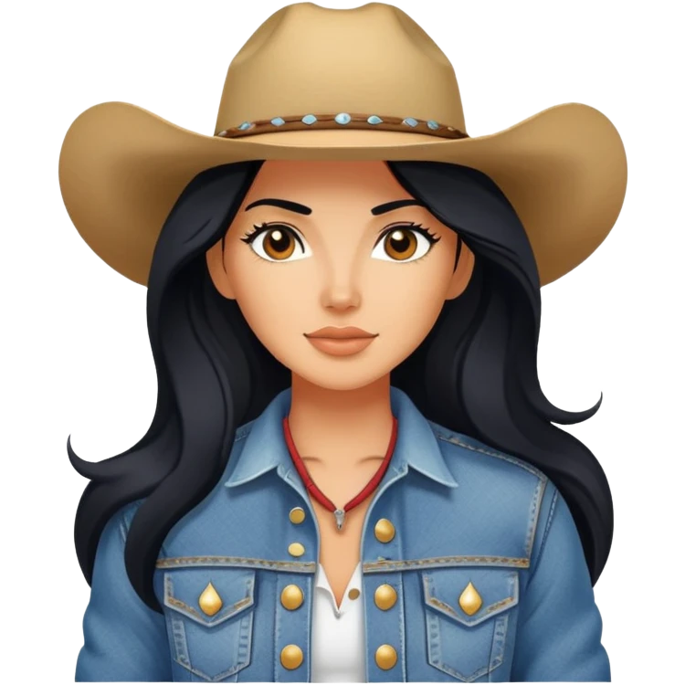 hot tanned woman with long black hair cowgirl style emoji