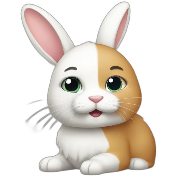 Lapin sur un chat emoji