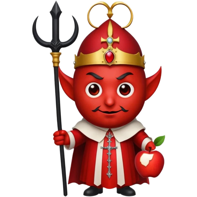 Papa Satanico emoji in apple style, holding a staff, gothic papal attire, intense eyes emoji