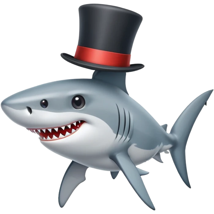 Shark with a top hat emoji
