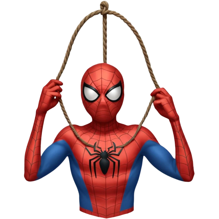 spiderman hanging himself with a noose made of webs emoji