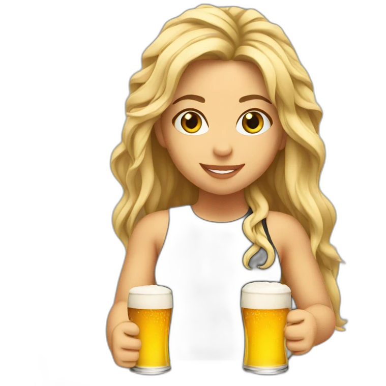 Shakira with beer emoji