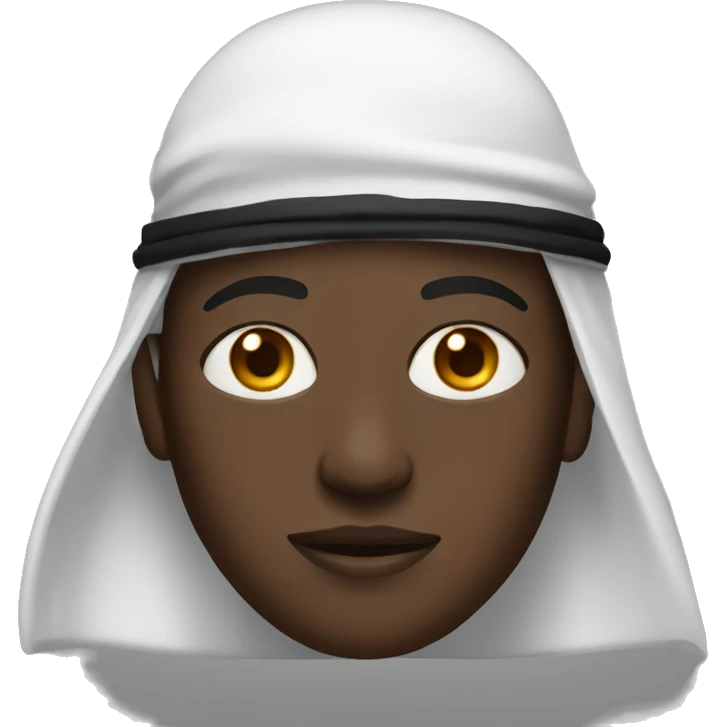 full black person with white eyes wearing a arabic hat emoji