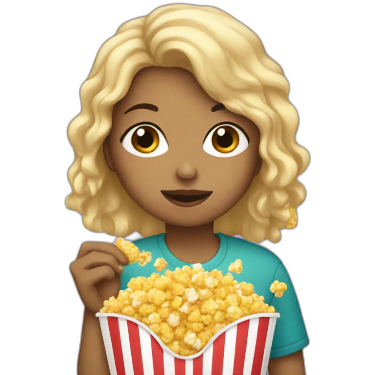 Girl eating pop corn emoji