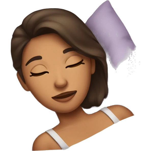 Brunette girl, tanned skin, sleeping in bed emoji