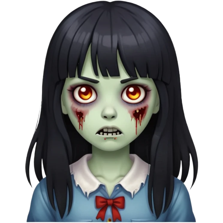 girl zombie with bangs and black long hair emoji