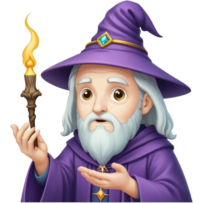 wizard casting a spell at a brain emoji