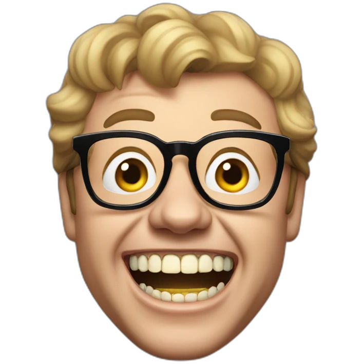 Allan Carr with giant teeth emoji