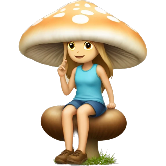 Girl sit under mashroom emoji