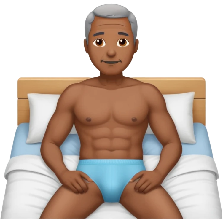 okay now have a black guy older with a bulge behind his underwear in bed emoji