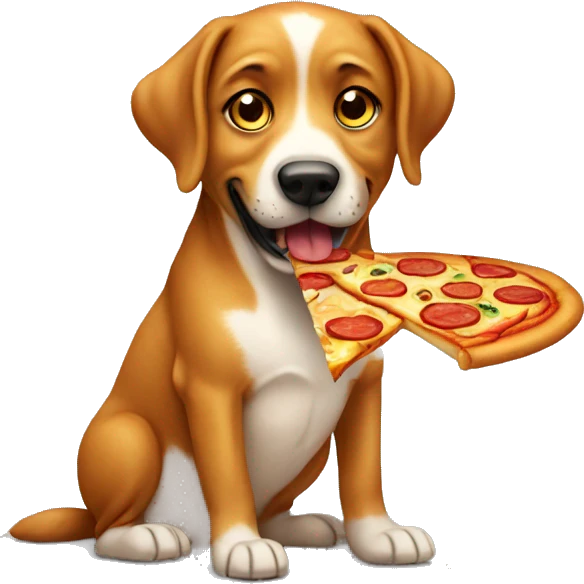 Dog eating pizza emoji