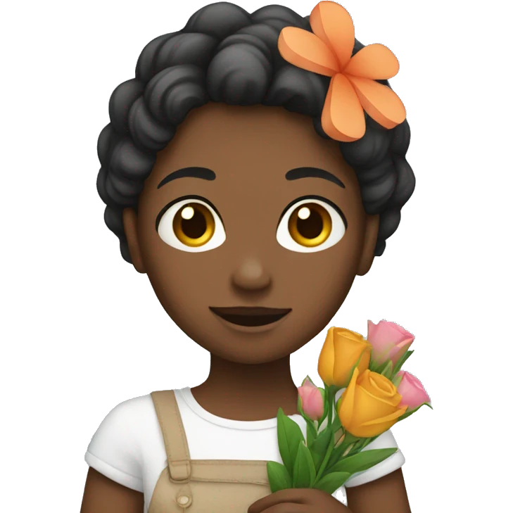Girl holding flowers emoji