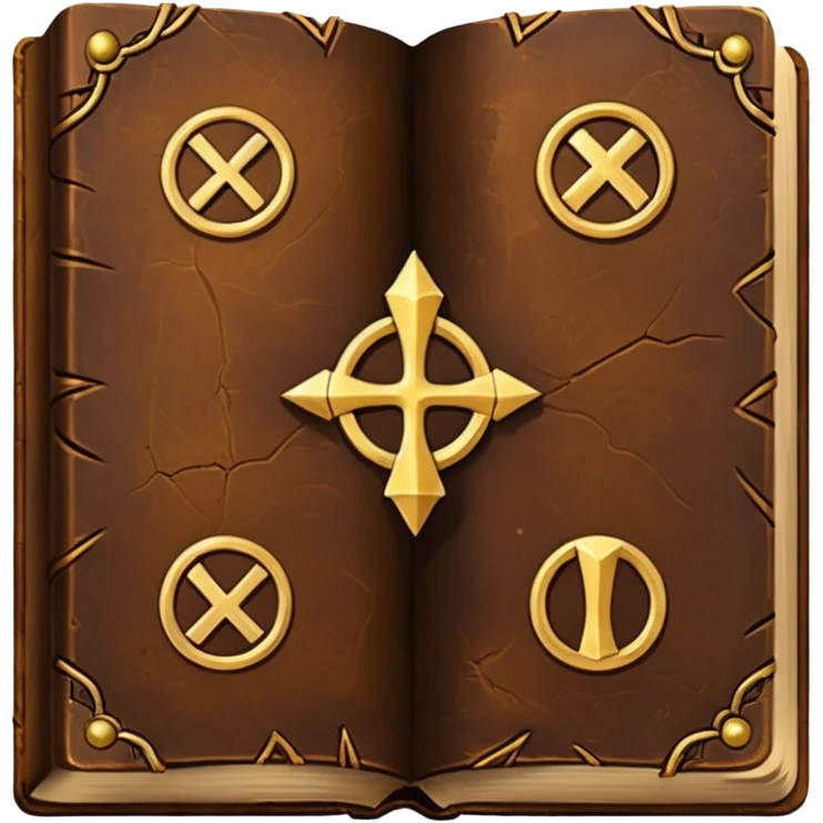 Spell Book – Old leather book glowing with runes emoji