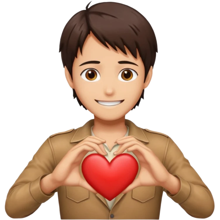 Eren Yeager making a heart sign emoji