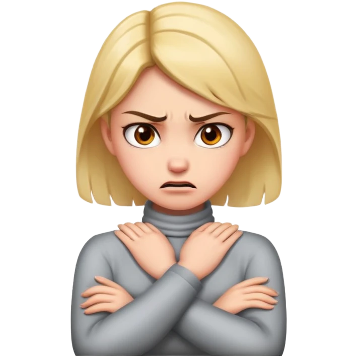 girl with hands crossed on neck mad  emoji