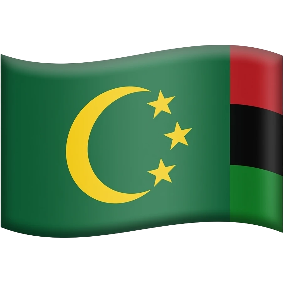 Drapeau vert rouge noir avec un croissant de lune et 5 étoiles emoji