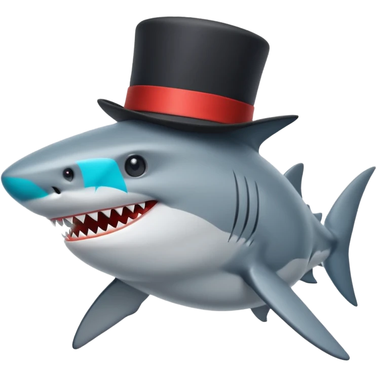 Shark with a top hat emoji