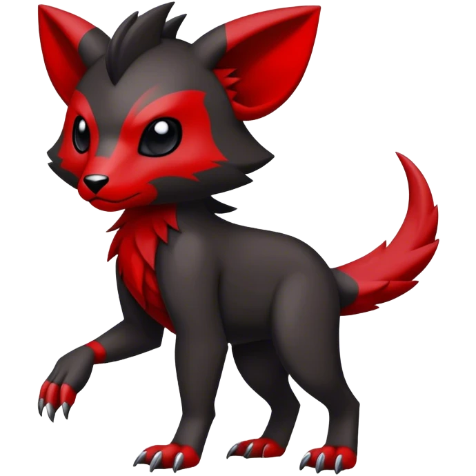 Cool edgy black red animal hybrid Fakemon full body emoji