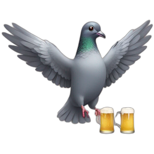 A pigeon with a beer emoji