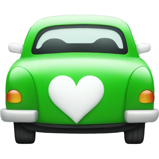 A green car with white heart emoji