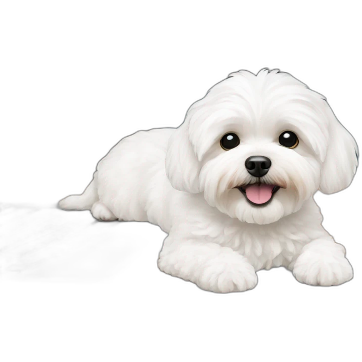 A white maltipoo with macbook emoji