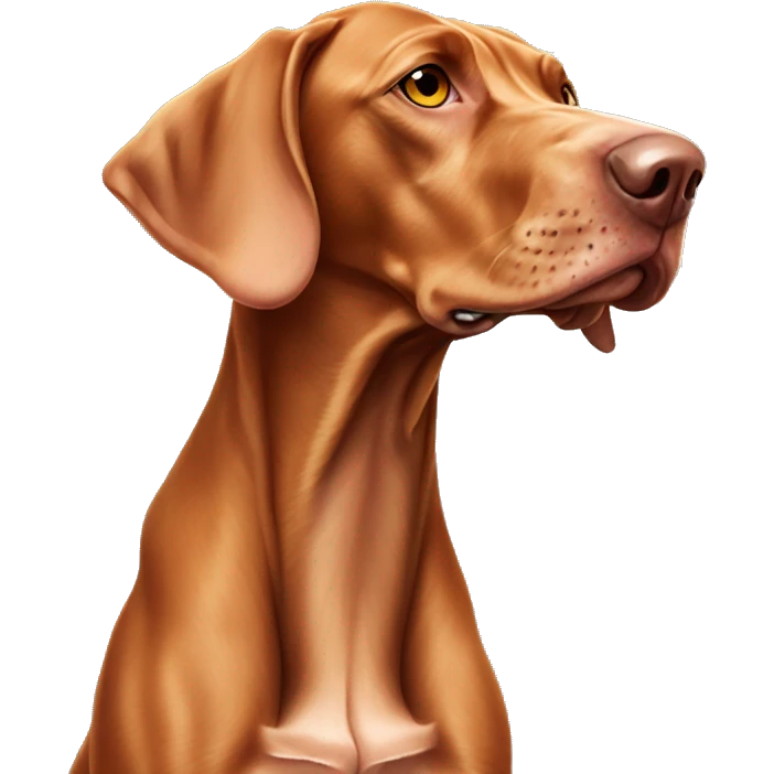 old adult vizsla aged whitened snowy flecked snout and paws high tail  emoji