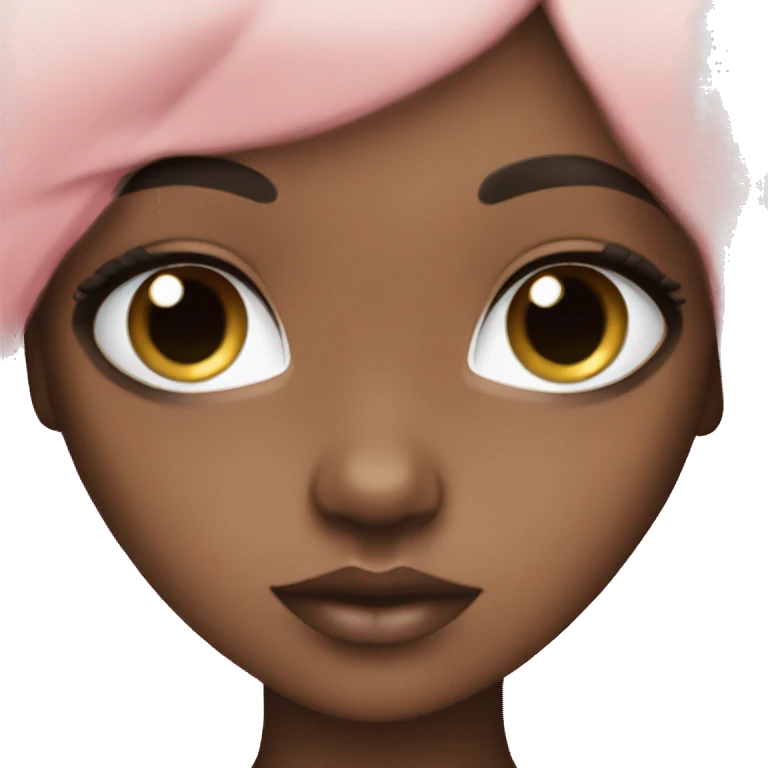 Brown doll eyes, black hair, feminine, pink, girl, angelic emoji
