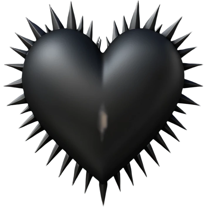 gothic black heart with organic black spikes emoji