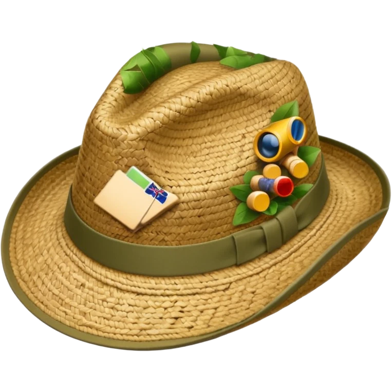 Austrailian bush hat with cork hanging down emoji